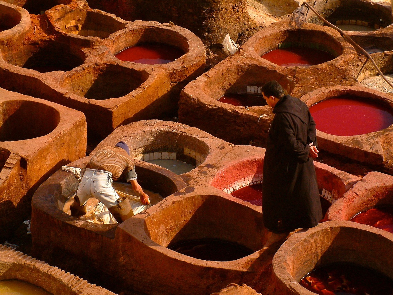 Moroccan leather tanners in Fez. Creative Commons image.