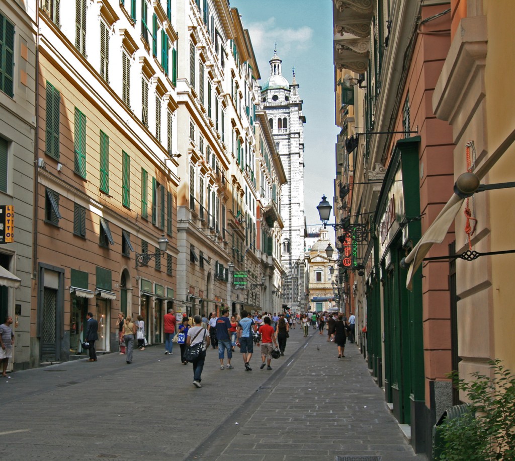 This is the street I'll stay on for six days in Genoa, Italy. I'll travel for much of the day on Epiphany, and will leave the following Saturday night for a 20-hour ferry to Barcelona, on the 12th of December. Genoa is reknown for great seafood and white wine. Photo from Wikimedia by user Jensens.