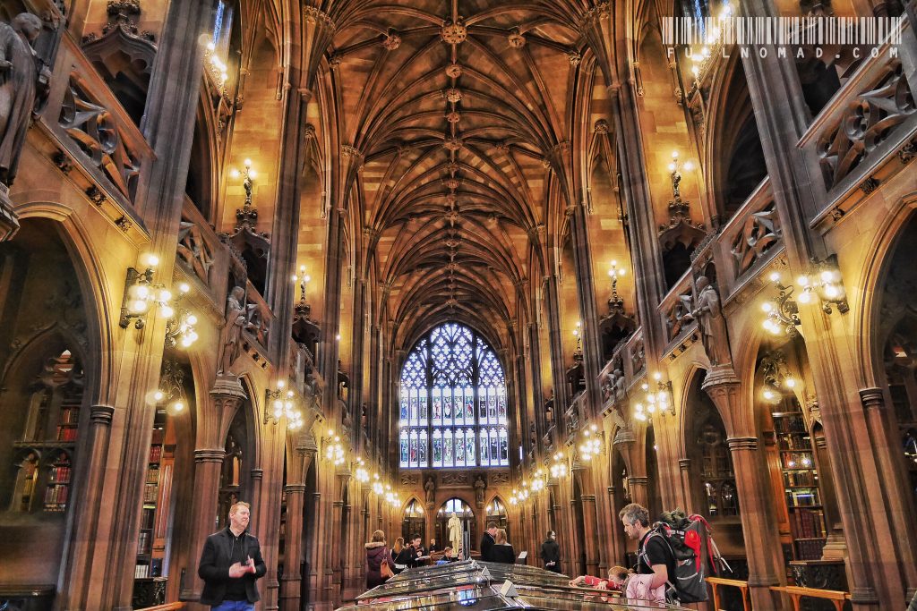 Rylands Library was built by the widow, Enriqueta, who did it as a tribute to her departed husband and gave it to the city. It is a spellbinding place to sit and read or write.