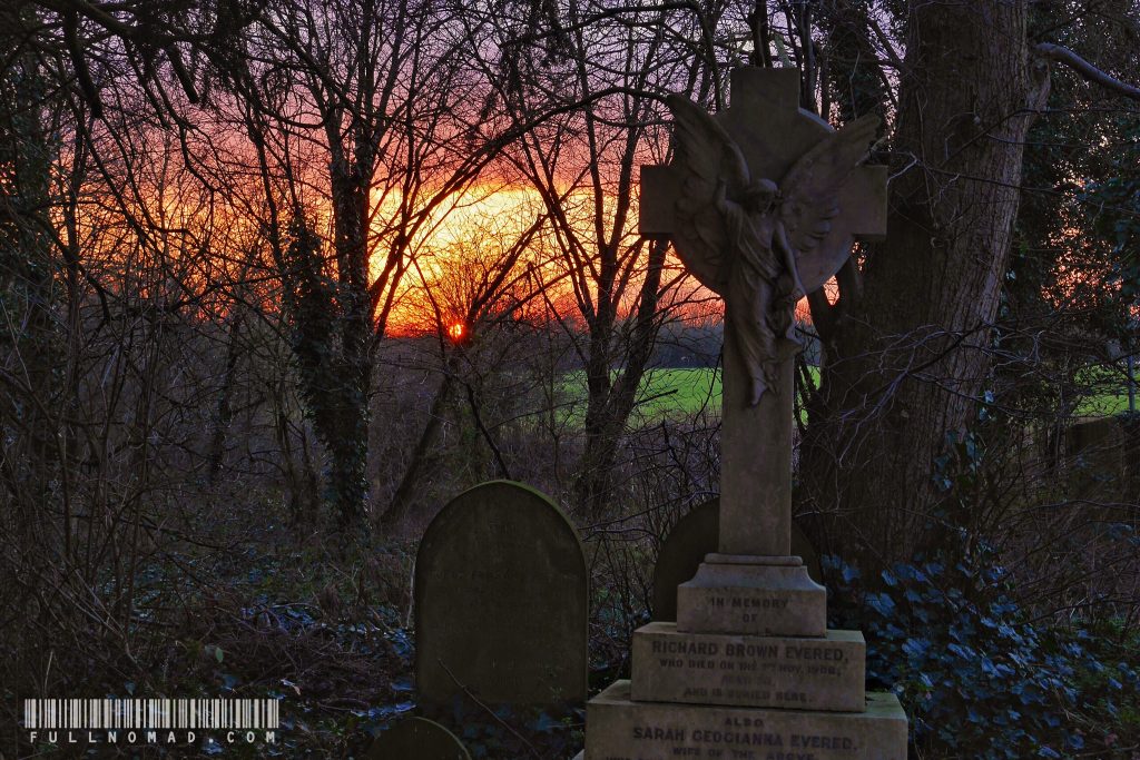 A gravestone in a churchyard and a sunset. Sometimes it doesn't take a lot to feel like I'm living a charmed life.