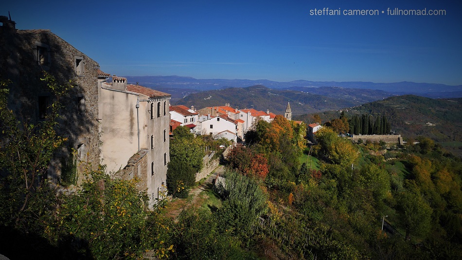 The hillside on Motovun in autumn. These homes are as old as 800 years old, some of them.